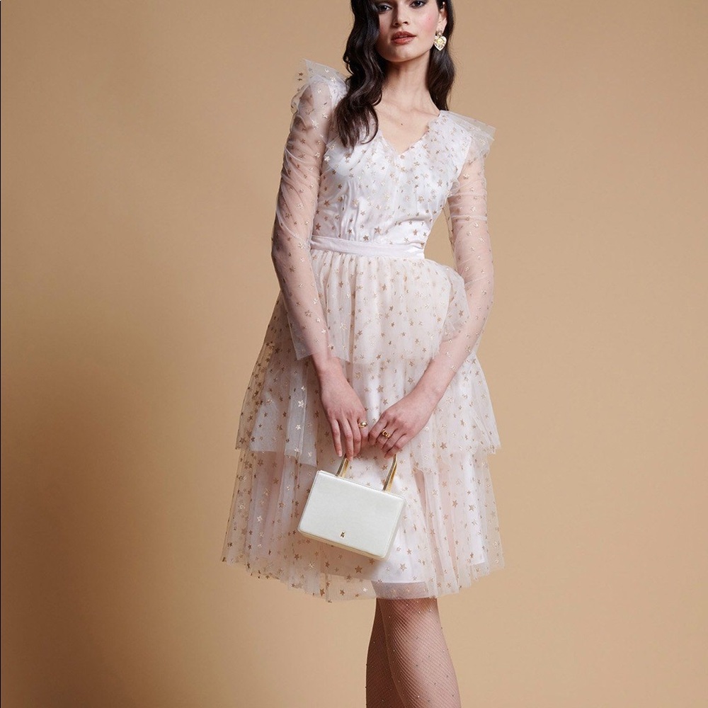 Long Sleeve Tulle Fit And Flare Dress